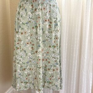 Hippie Rose Green Floral A-Line Skirt